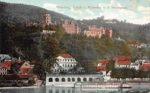 A165 Deutschland 1910 Heidelberger Schloss Schloss Molkenkur Hirschgasse Postkarte
