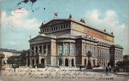 A165 Deutschland 1911 Frankfurt a M Opernhaus Vintage Postkarte