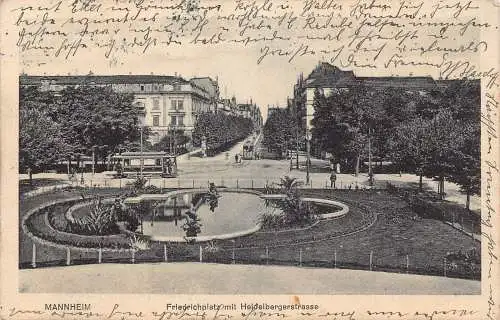 A165 Deutschland 1909 Mannheim Friedrichplatz Heidelbergerstraße Straße Postkarte