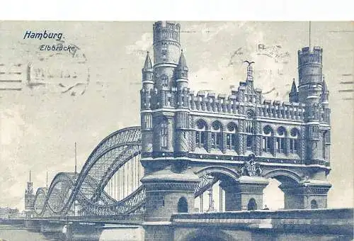 A165 Deutschland 1910 Hamburg Elbbbrücke Vintage Postkarte