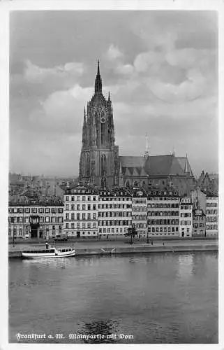 A162 Deutschland 1951 Frankfurt a M Flussansicht Dampfschiff Dom Vintage Postkarte