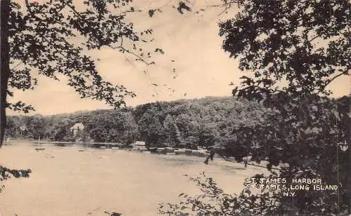 A988 US NY Long Island St James Harbor Vintage Postkarte