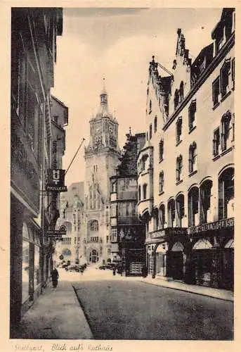 A162 Deutschland Stuttgart Straßengeschäfte HÜTTE Moller Mettal Glas Rathaus Postkarte