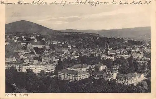 A163 Deutschland 1924 Baden-Baden Gesamtansicht Vintage Postkarte