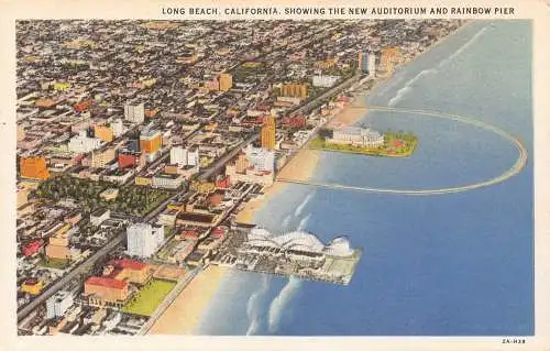 A988 US Kalifornien Long Beach zeigt neues Auditorium Rainbow Pier Postkarte