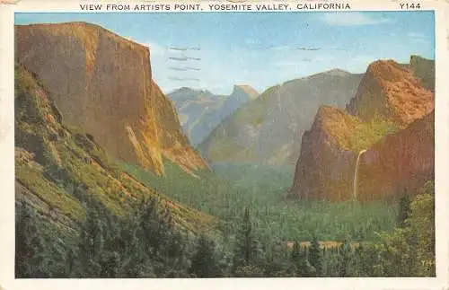 A988 US Ansicht vom Artists Point Yosemite Valley Kalifornien Postkarte