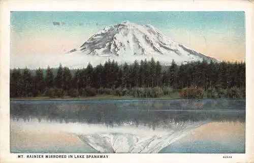 A988 US 1920 Mt Rainier verspiegelt in Lake Spanaway Vintage Postkarte