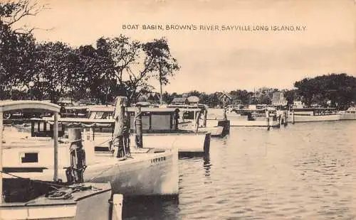 A988 US Boat Basin Brown's River Sayville Long Island New York Postkarte