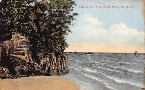 A160 Polen 1913 Strand in Adlershorst bei Zoppot Zoppot Vintage Postkarte