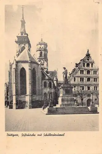 A162 Deutschland Stuttgart Stiftskirche Kirche Schiller Denkmal Postkarte