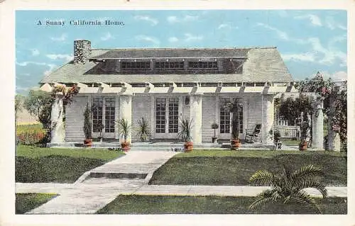 A969 US Sunny California Home Vintage Postkarte