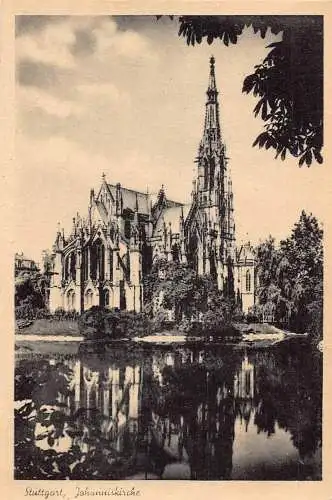 A162 Deutschland Stuttgart Johanniskirche Kirche Vintage Postkarte