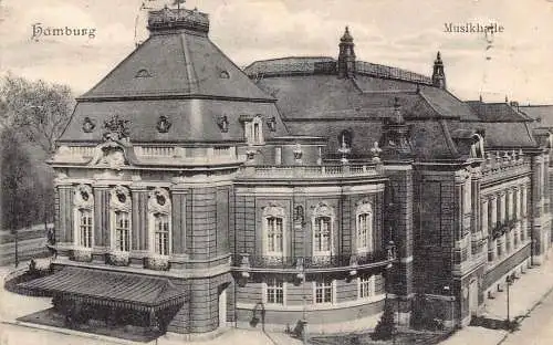 A163 Deutschland 1910 Hamburg Musikhalle Vintage Postkarte