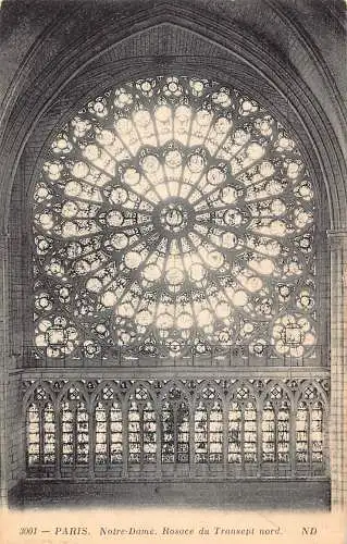 C058 Frankreich Paris Notre Dame Rosace du Transep nord Vintage Postkarte