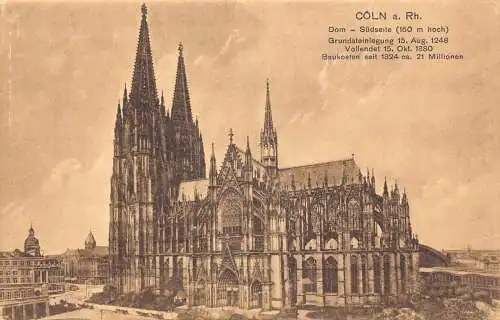 A144 Deutschland Kölner Dom Südansicht Vintage Postkarte