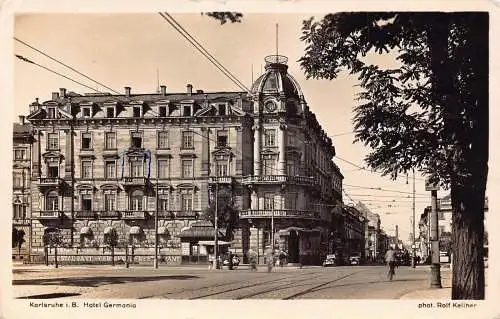 A144 Deutschland Karlsruhe i B Hotel Germania Restaurant Vintage Postkarte