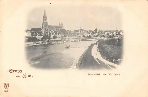 A144 Deutschland Gruss aus Ulm Gesamtansicht Donau Vintage Postkarte