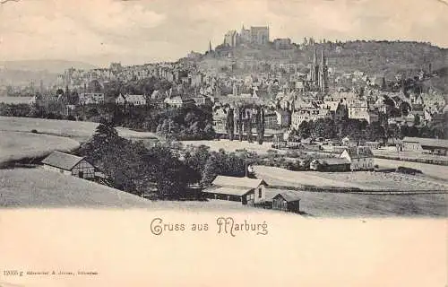 A143 Deutschland Gruss aus Marburg Gesamtansicht Vintage Postkarte