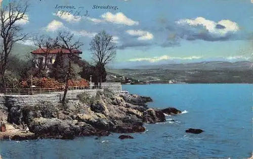 A143 Kroatien 1910 Lovrana Strandweg Obalni Put Promenade Meer Vintage Postkarte
