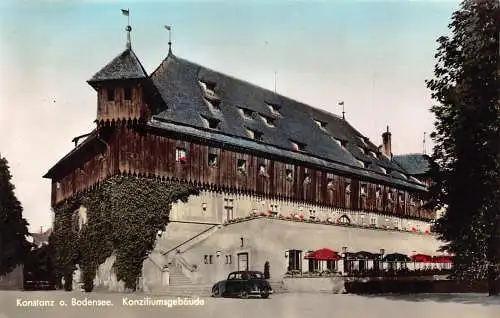 A143 Deutschland Konstanz a Bodensee Konziliumsgebaeude Auto Regenschirme Postkarte