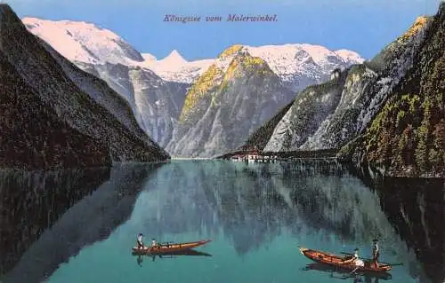 A143 Deutschland Königsee vom Malerwinkel Boote See Vintage Postkarte