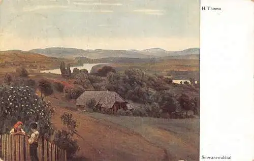 A141 Gemälde 1930 Schwarzwaldtal signiert H Tome Paar Landschaft Postkarte