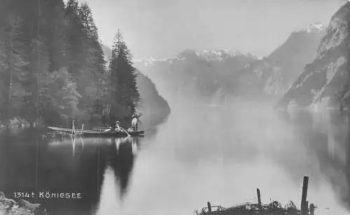A140 Deutschland Königsee Boote Berge Vintage Postkarte