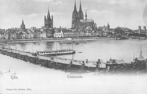 A141 Deutschland Köln Köln Gesamtansicht Dampfschiffe Brücke Postkarte