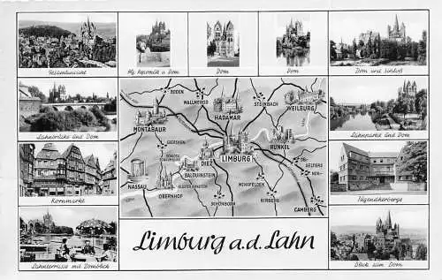 A139 Deutschland Limburg ad Lahn Karte Dom Schloss Hostel Terrasse Kornmarkt Postkarte