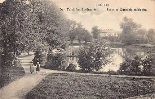 A140 Polen Siedlce Der Teich im Stadtgarten Park Teichboot 1. Weltkrieg Feldpostkarte