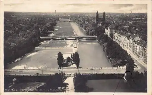 A140 Deutschland 1929 München Blick von Deutschen Museumsbrücken Vintage Postkarte