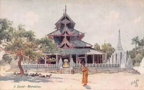 L255 Burma Myanmar Mandalay Ein Zeyat Mönch Postkarte