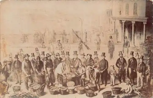 L233 England Fischhandel Verkauf in Plymouth 1840 Hüte Vintage Postkarte