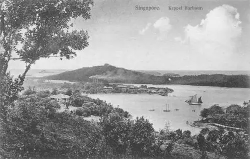 L254 Singapur Keppel Hafen Schiff Boot Postkarte