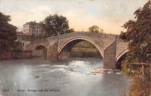 L234 England 1907 Ilkley Bridge over the Wharfe Vintage Postkarte