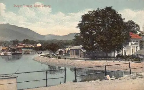 L253 Malaysia Penang Sunger Penang Fluss Postkarte
