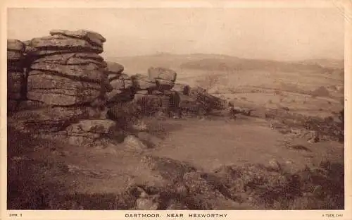 L234 England Dartmoor Near Hexworthy Rocks Vintage Postkarte
