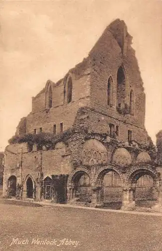 L235 England Much Wenlock Abbey Ruins Vintage Postkarte