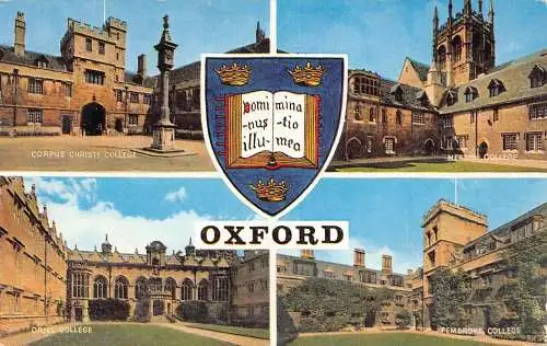 L236 England Oxford Erker Collage Pembroke Merton Corpus Christ Coat Postkarte