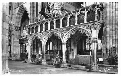 L237 England The 14 Cent Screen Exeter Cathedral Interior RPPC Vintage Postkarte