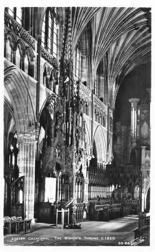 L237 England Bischofsthron Exeter Kathedrale Innenraum RPPC Vintage Postkarte