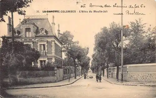 C062 Frankreich La Garenne Colombes L'Allee du Moulin Joli Vintage Postkarte