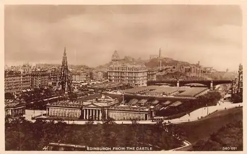 L238 Schottland Edinburgh vom Schloss Panorama RPPC Vintage Postkarte