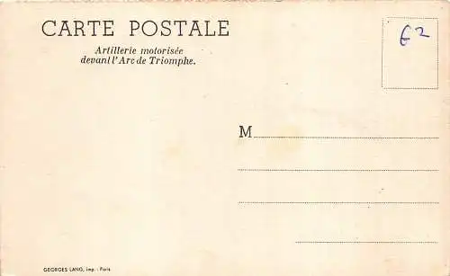A978 Frankreich WWI Paris Arc de Triomphe Artillerie im Auto Oldtimer Postkarte