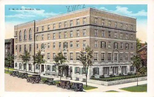 A970 US YWCA Peoria Illinois Autos Oldtimer Postkarte