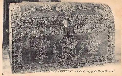 C063 Frankreich Chateau de Cheverny Malle de voyage de Henry IV Vintage Postkarte