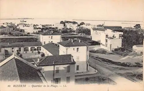 A977 Frankreich Bizerte Quartier de la Plage Vintage Postkarte