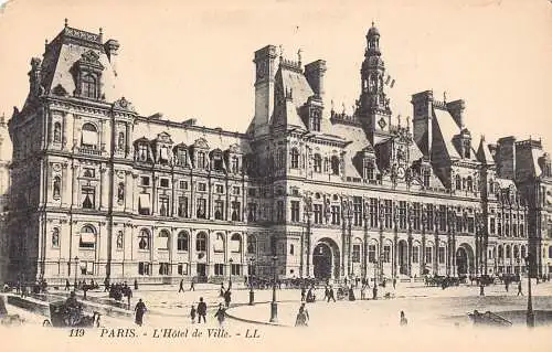 C063 Frankreich Paris L'Hotel de Ville Vintage Postkarte