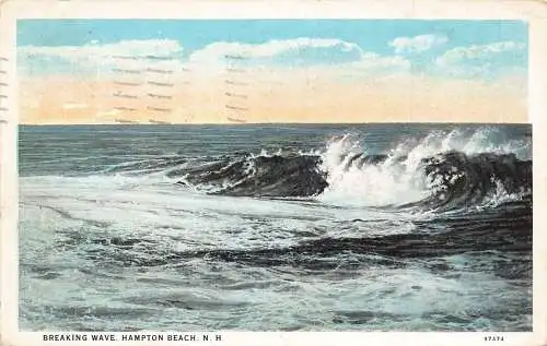 A970 USA 1929 Breaking Wave Hampton Beach New Hampshire Vintage Postkarte