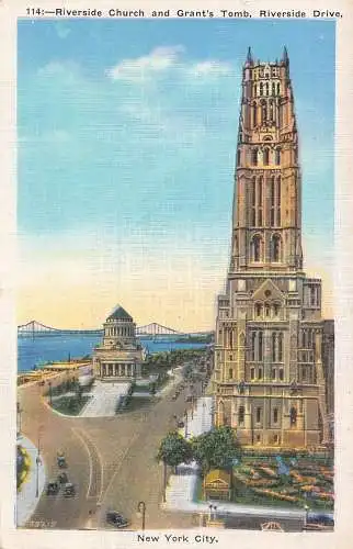 A972 US New York City Riverside Church Grant's Tomb Riverside Drive Postkarte